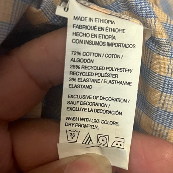 IZOD Men's Blue/orange Checkered Shirt. Size large. - Picture 6 of 6